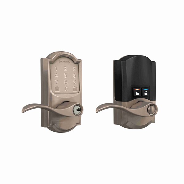 Schlage Residential Camelot Encode Smart Wifi Touchscreen Accent Lever Lock with C Keyway; 16300 Latch; and 10063 - FE789WBCCAM619ACC
