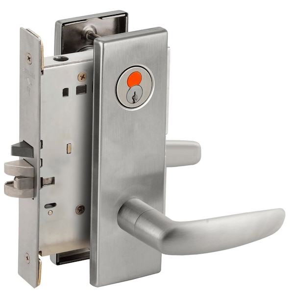 Schlage Grade 1 Storeroom Mortise Lock, Schlage FSIC With Construction Core, 07 Lever, N Escutcheon, Satin C - L9080T 07N 626