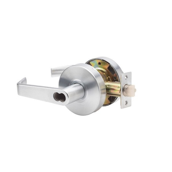 Trans Atlantic Co. Heavy-Duty Brushed Chrome Grade 1 Commercial Classroom Door Lever/Handle with Lock and IC Core - DL-LHV70IC-US26D
