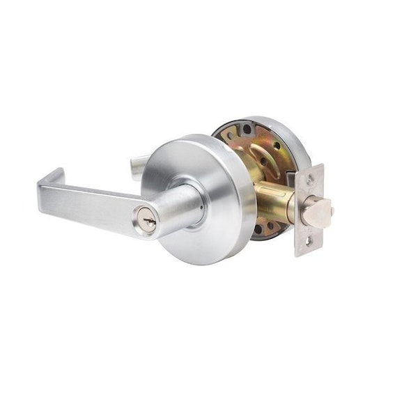 Trans Atlantic Co. LSV Saturn Standard Duty Brushed Chrome Grade 2 Commercial Double Cylinder Door Handle with Lock - DL-LSV60-US26D