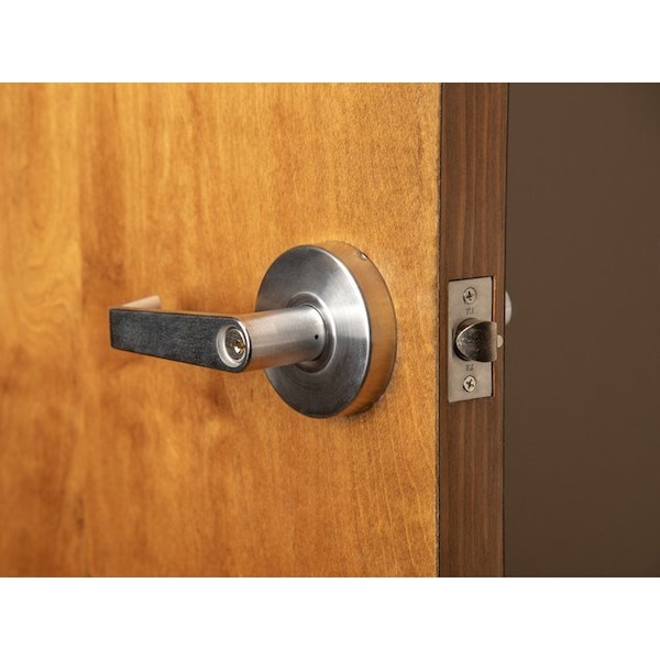 Trans Atlantic Co. LSV Saturn Standard Duty Brushed Chrome Grade 2 Commercial Double Cylinder Door Handle with Lock - DL-LSV60-US26D