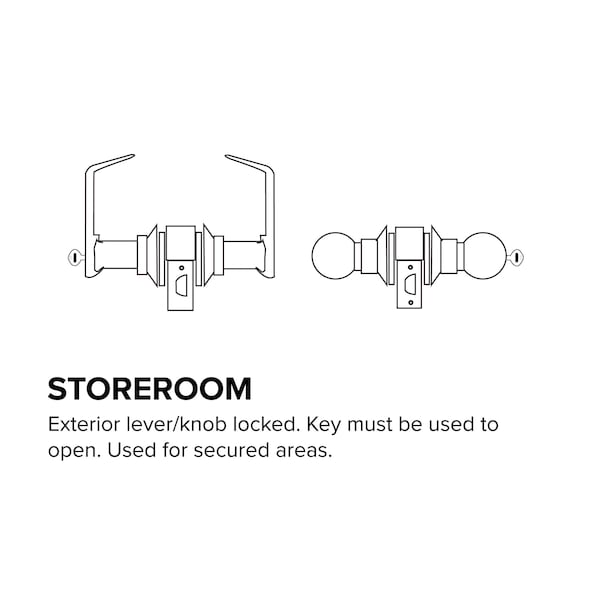 Global Door Controls Eiffel Standard Duty Brushed Chrome Grade 2 Commercial Storeroom Door Handle with Lock, Clutch Function and IC Core - GAL-1180L-IC626