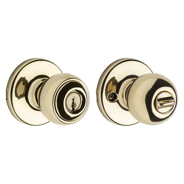 Kwikset Keyed Entry Knob, Polished Brass - 400P3CPK6