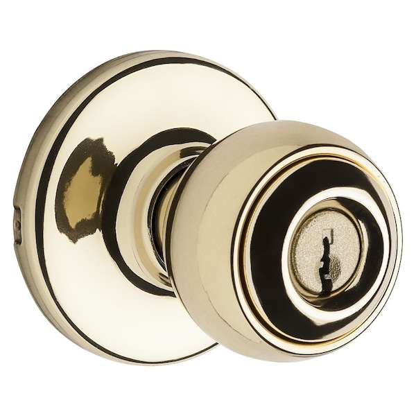 Kwikset Keyed Entry Knob, Polished Brass - 400P3CPK6