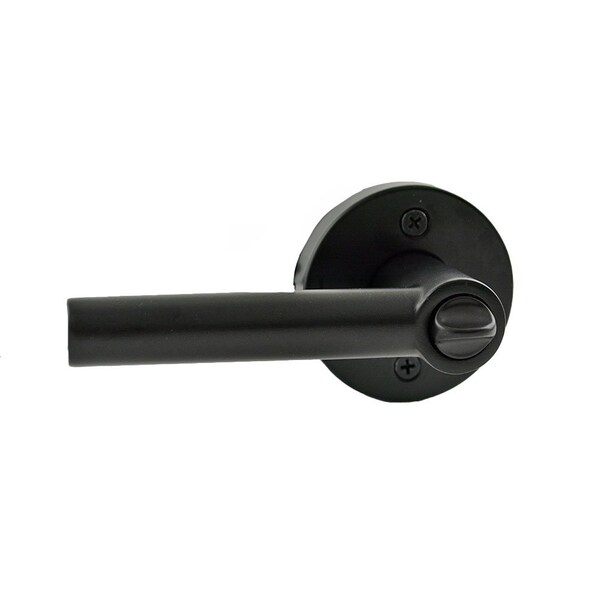 Kwikset Milan Lever with Round Rose Entry Door Lock SmartKey with 6AL Latch, RCS Strike Matte Black Finish - 740MILRDT-514S