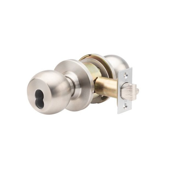 Trans Atlantic Co. Heavy-Duty Stainless Steel Grade 1 Commercial Storeroom Knobset with Lock and IC Core - DL-HVB80IC-US32D
