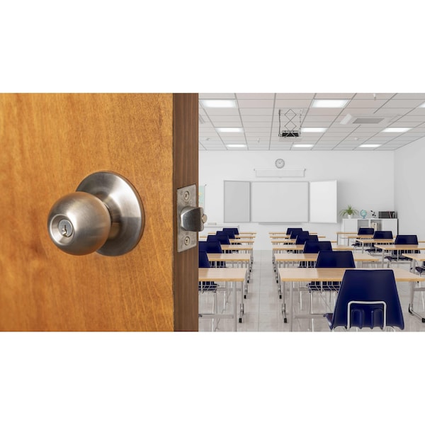 Trans Atlantic Co. Heavy-Duty Stainless Steel Grade 1 Commercial Storeroom Knobset with Lock and IC Core - DL-HVB80IC-US32D