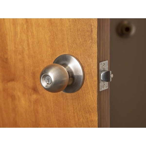 Trans Atlantic Co. Heavy-Duty Stainless Steel Grade 1 Commercial Storeroom Knobset with Lock and IC Core - DL-HVB80IC-US32D