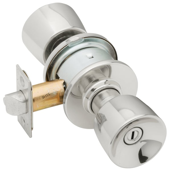 Schlage Grade 2 Privacy Cylindrical Lock, Tulip Knob, Non-Keyed, Bright Chrome Finish, Non-handed - A40S TUL 625