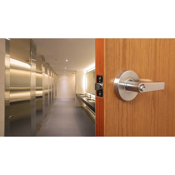 Trans Atlantic Co. LSV Saturn Standard Duty Brushed Chrome Grade 2 Commercial Cylindrical Privacy Bed/Bath Door Handle with Lock - DL-LSV40-US26D