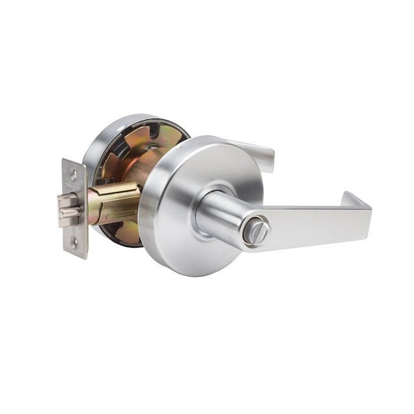 Trans Atlantic Co. LSV Saturn Standard Duty Brushed Chrome Grade 2 Commercial Cylindrical Privacy Bed/Bath Door Handle with Lock - DL-LSV40-US26D