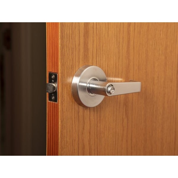 Trans Atlantic Co. LSV Saturn Standard Duty Brushed Chrome Grade 2 Commercial Cylindrical Privacy Bed/Bath Door Handle with Lock - DL-LSV40-US26D