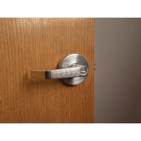 Trans Atlantic Co. LSV Saturn Standard Duty Brushed Chrome Grade 2 Commercial Cylindrical Privacy Bed/Bath Door Handle with Lock - DL-LSV40-US26D