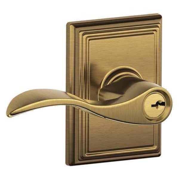 Schlage Antique Brass Entrance Lever Lockset, Accent/Addison - F51A ACC 609 ADD