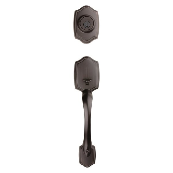 Kwikset Handleset, 3 Grade, Brass, Venetian Bronze, 2-3/8 x 2-3/4 in Backset, KW1 Keyway, 1-3/4 in Thick Door - 96870-100