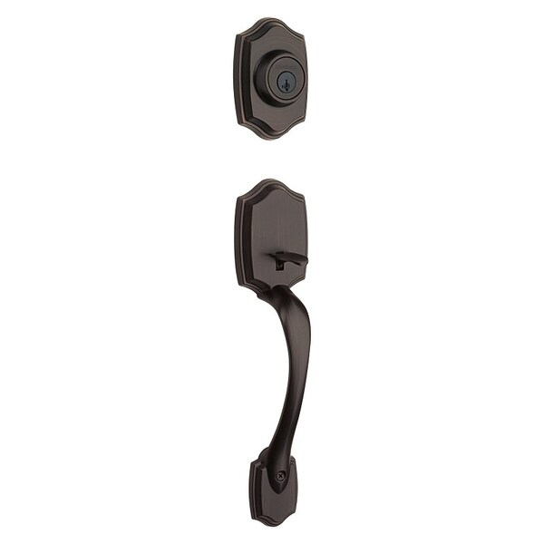 Kwikset Handleset, 3 Grade, Brass, Venetian Bronze, 2-3/8 x 2-3/4 in Backset, KW1 Keyway, 1-3/4 in Thick Door - 96870-100