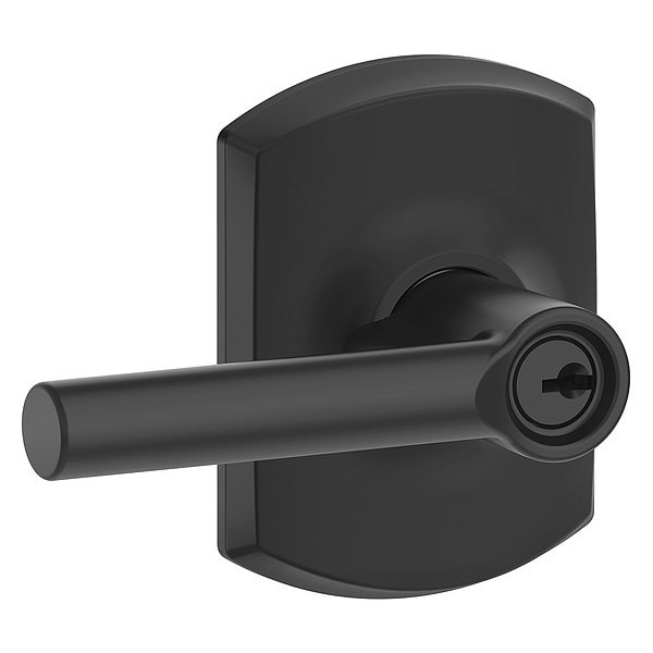 Schlage Residential Lever Lockset, Black Powder Coat, Entrance - F51A BRW 622 GRW