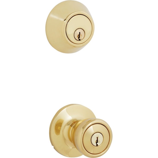 Steel Pro Polished Brass Deadbolt and Door Knob Combo - BR7B91B