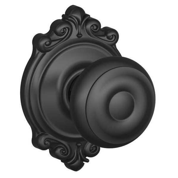 Schlage Matte Black Passage Knob Lockset, Georgian/Brookshire - F10 GEO 622 BRK
