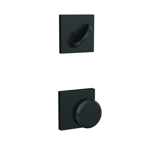 Schlage Residential Schlage Custom Custom Bowery Knob with Collins Rose Dummy Interior Trim Matte Black Finish - FC94BWE622COL