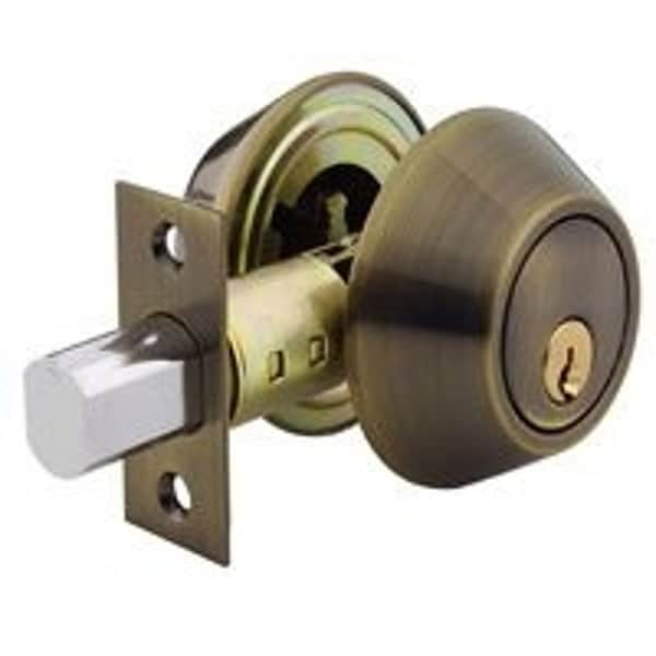Schlage Entry Deadbolt, 1 Grade, Keyed Alike Key, Metal, Antique Brass, 238 x 234 in Backset - B62NV609KA4
