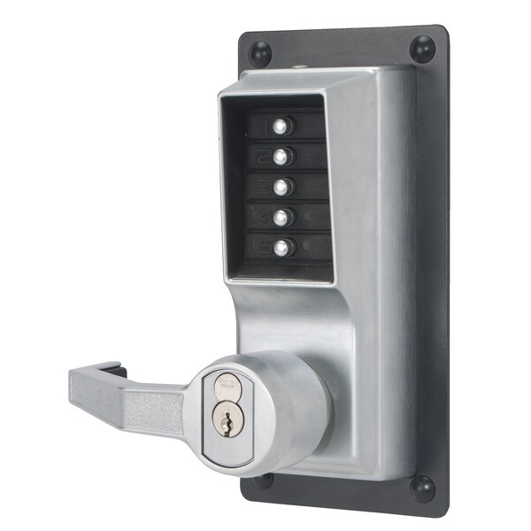 Simplex Kaba Right Hand Mechanical Pushbutton Exit Trim Lever Lock, Key Override; Schlage Prep Satin Chrome - LRP1020S26D