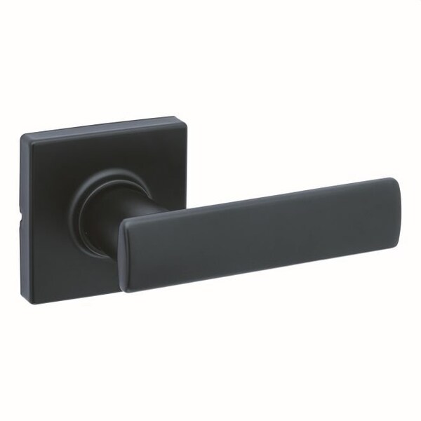 Kwikset Breton Lever with Square Rose Passage Door Lock with 6AL Latch and RCS Strike Matte Black Finish - 200BRNLSQT-514