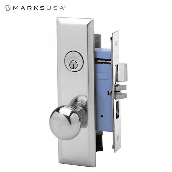 Marks Marks: 7NY10A MORTISE KNOB LOCKSET NEW YORKER - ENTRANCE - 1-1/4 X 8 - SATIN CHROME - RIGHT HAND - MRK-7NY10A-26D-RH