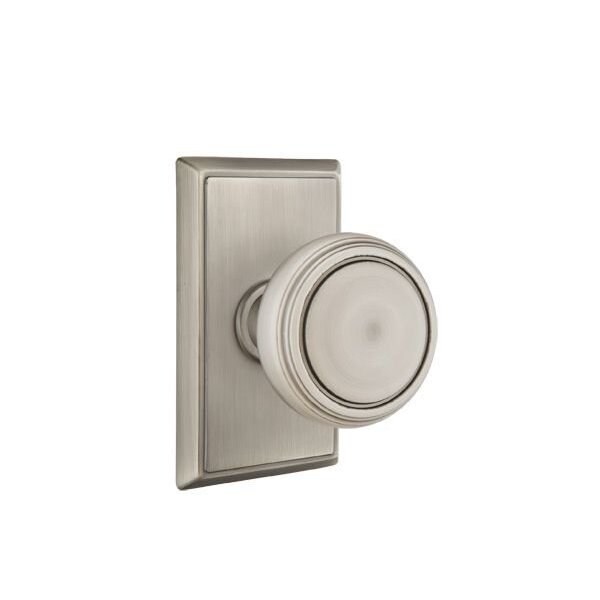 Emtek Norwich Knob 2-3/8 in Backset Passage With Rectangular Rose for 1-1/4 in to 2 in Door Pewter Finish - 8121NWUS15A