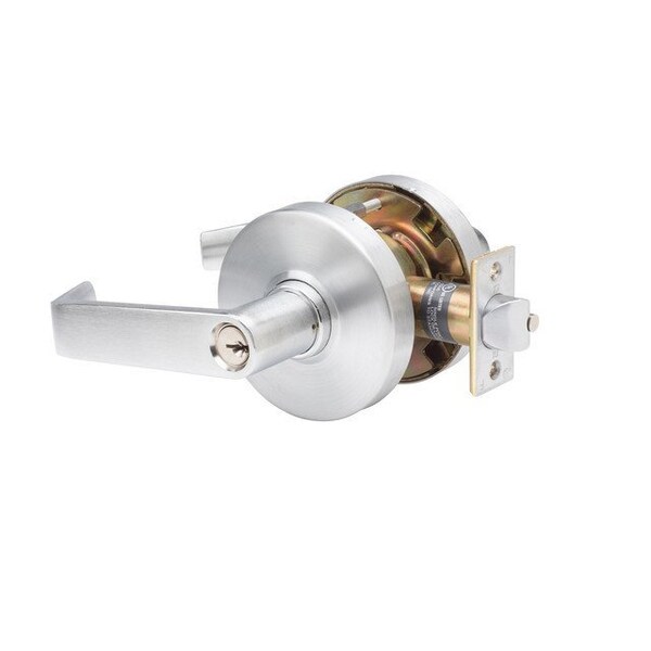 Trans Atlantic Co. Heavy Duty Brushed Chrome Grade 1 Commercial Cylindrical Classroom Door Handle with Lock - DL-LHV70-US26D