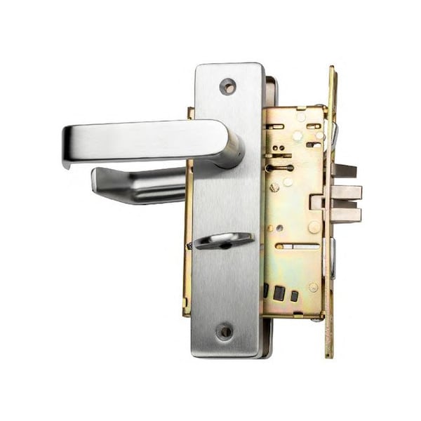 Trans Atlantic Co. DXML Series Brushed Chrome Grade 1 Privacy Mortise Lock Door Handle with Sectional Left-Handed Lever - DL-DXML40SSLH-US26D