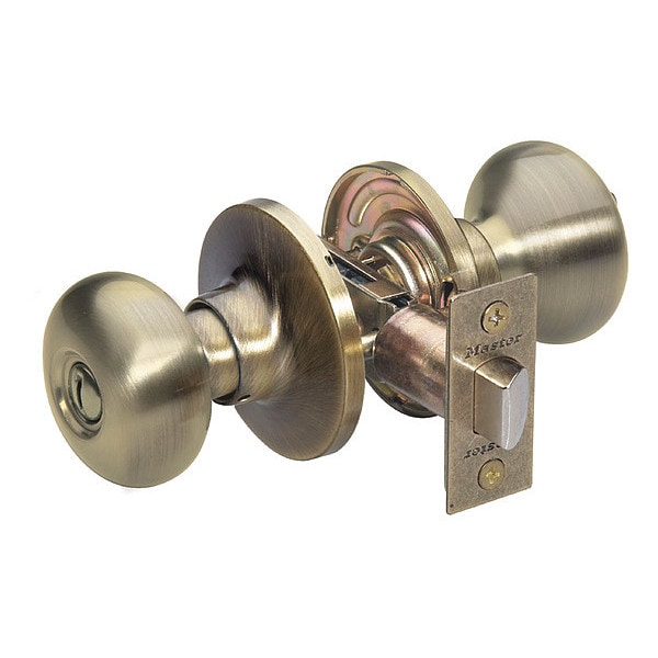 Master Lock Knob Lockset, Biscuit Style, Antique Brass - BC0305BOX
