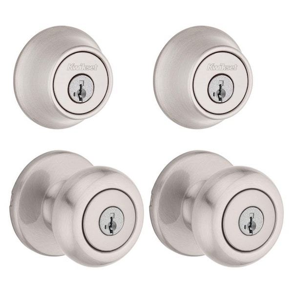 Kwikset Kwikset SmartKey Security Classic Satin Nickel Entry Knob and Single Cylinder Deadbolt KW1 2-3/4 in. - 92420-059