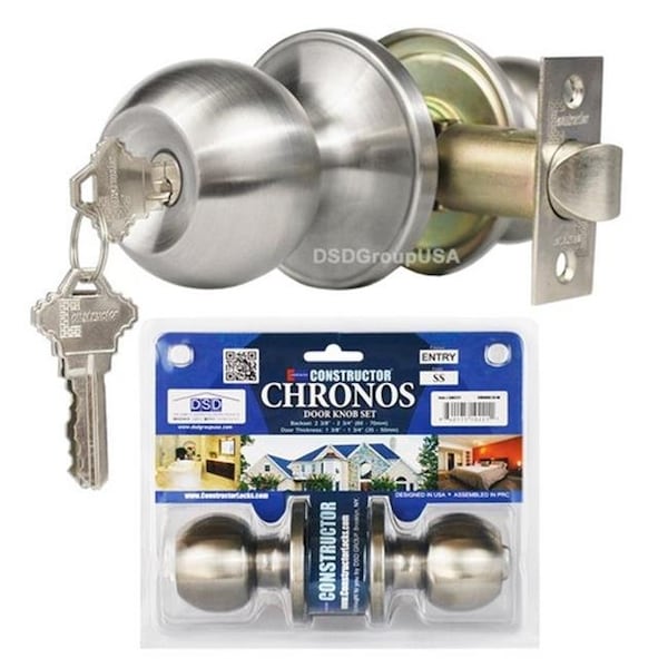 Constructor Constructor 3 x 7.5 x 4.5 in. Chronos Entry Door Lever Lock Set Knob Handle Set; Stainless Steel - CON-CHR-SS-ET