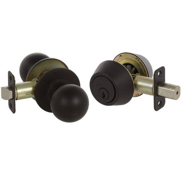 Callan Callan KR3000 Fairfield Series Grade 3 Keyed Entry Knob & Single Cylinder Deadbolt Set; Oil Rubbed Bronze - KR3000