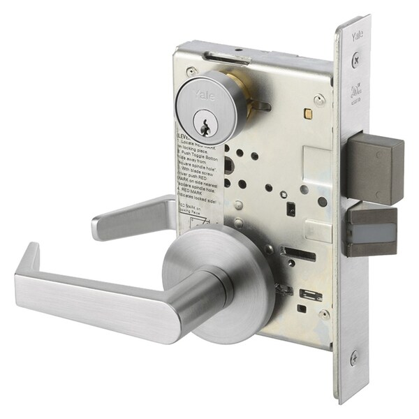 Yale Mortise Dormitory Lock, AUR Trim, Satin Chrome - AUR8822FL 626