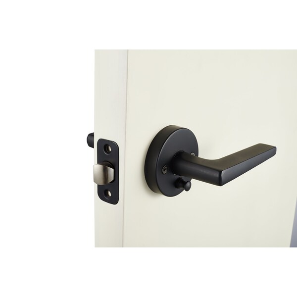 Sapphire Contra Collection Modern Matte Black Grade 3 Privacy Bed/Bath Door Handle with Lock - LS-CON40-BK