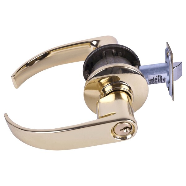 Schlage Grade 2 Tubular Lock, Entrance/Office Function, Key in Lever Cylinder, Neptune Lever, Bright Brass F - S51PD NEP 605