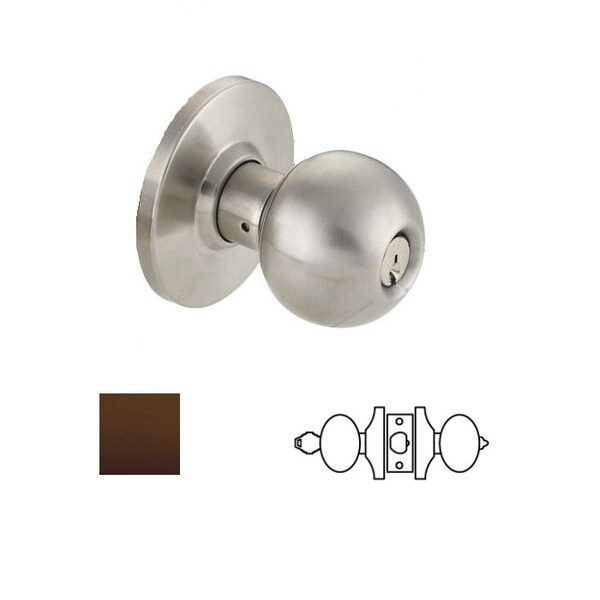 Cal-Royal BA Design Entry Knob Lock, 2-3/8 Backset, ASA Strike, Schlage C Keyway, US10B Dark Bronze - BA00-10B-ULSLD238-KD
