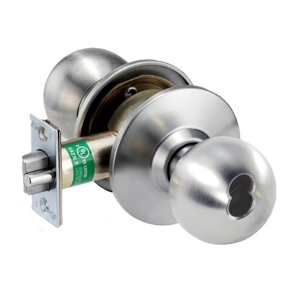 Arrow Lock Grade 1 Asylum Cylindrical Lock, Ball Knob, SFIC Less Core, Satin Stainless Steel Finish, Non-handed - HK33-BB-630-IC