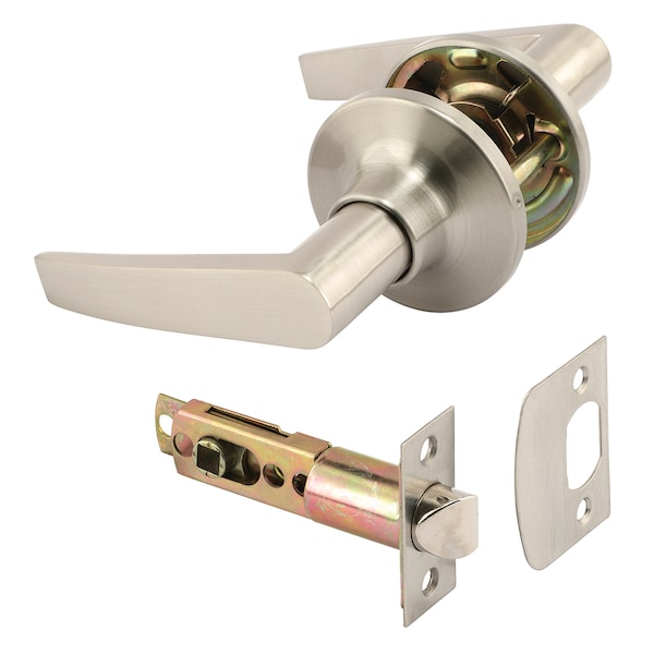 Prime-Line Passage Lever, Fits 2-3/8 in. and 2-3/4 in. Backset, Satin Nickel, ADA 1 Set - MP65253