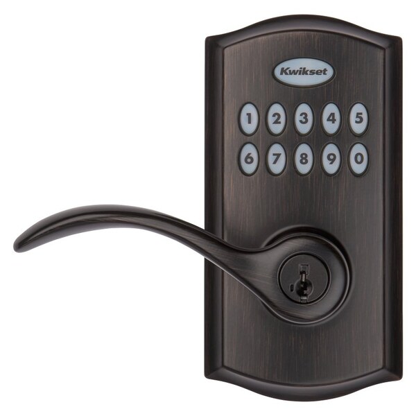 Kwikset Kwikset 955PML 11P SMT CP Electronic Pembroke Lever, Keyless Key, AAA Grade, Zinc, Venetian Bronze - 955PML 11P SMT CP