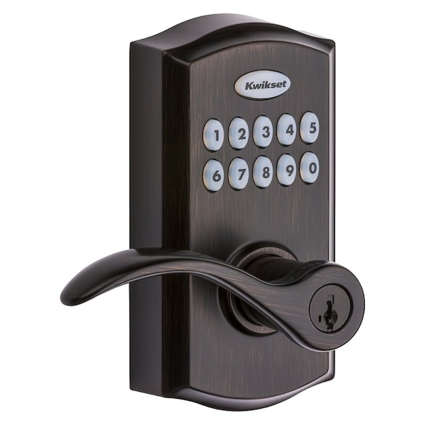 Kwikset Kwikset 955PML 11P SMT CP Electronic Pembroke Lever, Keyless Key, AAA Grade, Zinc, Venetian Bronze - 955PML 11P SMT CP
