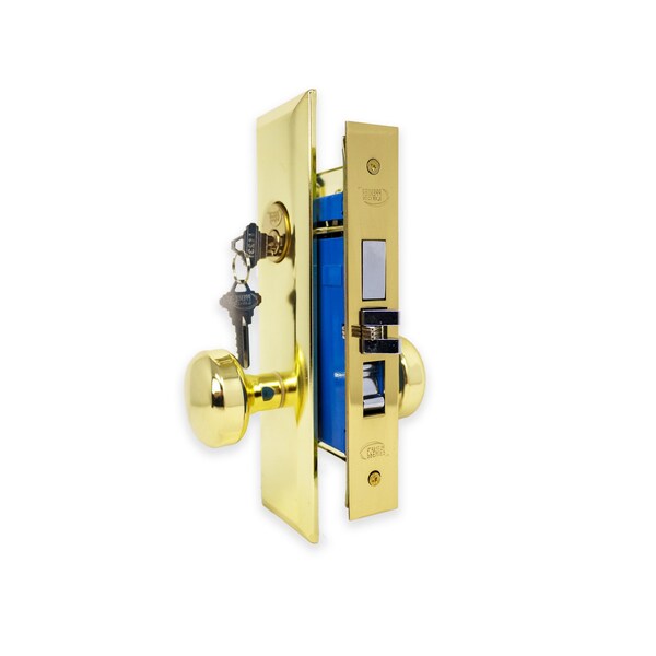 Premier Lock Brass Mortise Entry Left Hand Door Lock Set w/2.75 in. Backset, 2 SC1 Keys and Wide Face Plate-Hex - ML02