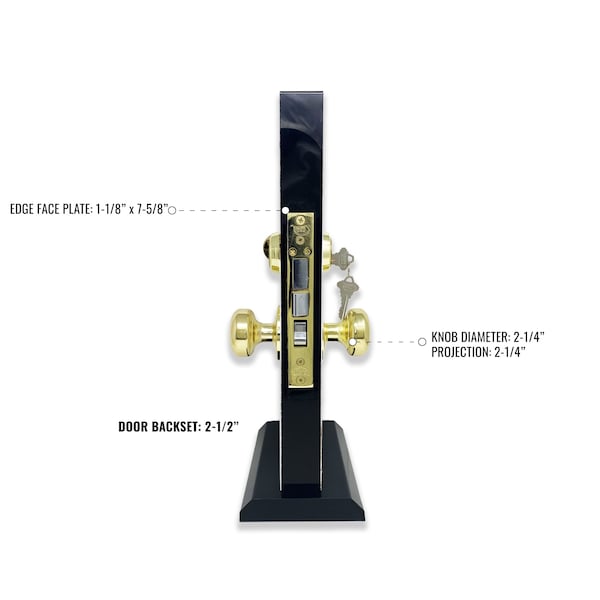 Premier Lock Brass Mortise Entry Gate Right Hand Door Lock Set with 2.5 in. Backset and 2 SC1 Keys - MRG01