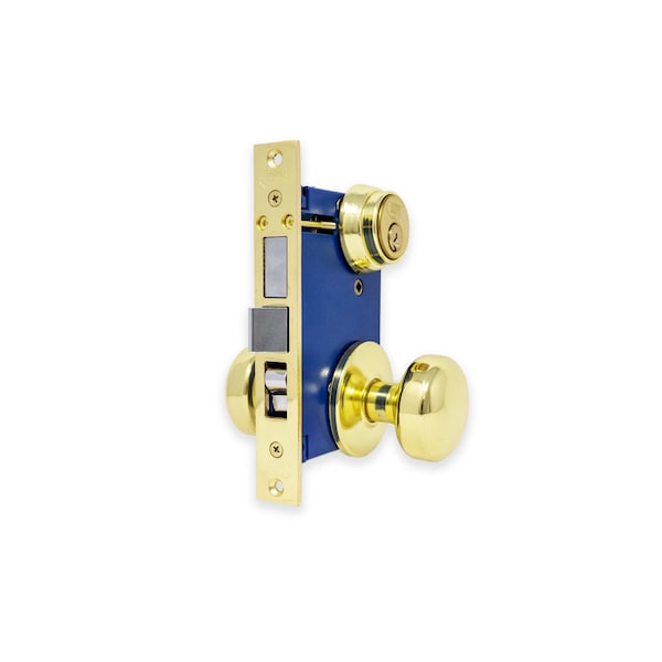 Premier Lock Brass Mortise Entry Gate Right Hand Door Lock Set with 2.5 in. Backset and 2 SC1 Keys - MRG01