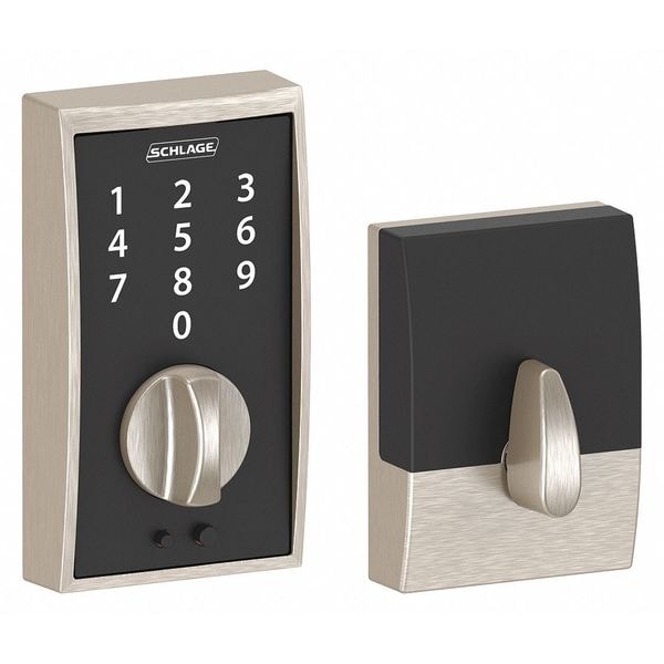 Schlage Residential Electronic Lock, Deadbolt, Satin Nickel - BE375 CEN 619