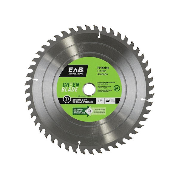 Inserciones 12 in. x 48 Teeth Finishing Green Blade Saw Blade - Recyclable Exchangeable - IN3364618