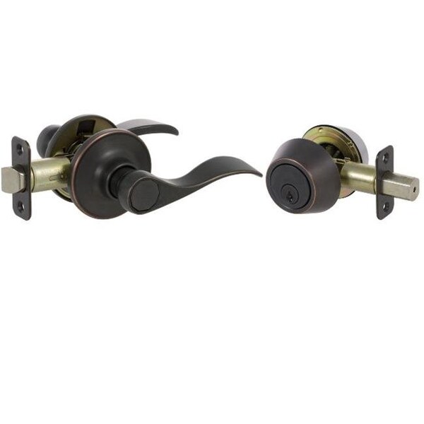 Callan Callan BE3007R Bennett Series Grade 3 Keyed Entry Lever & Single Cylinder Deadbolt Set; Edged Bronze - BE3007R