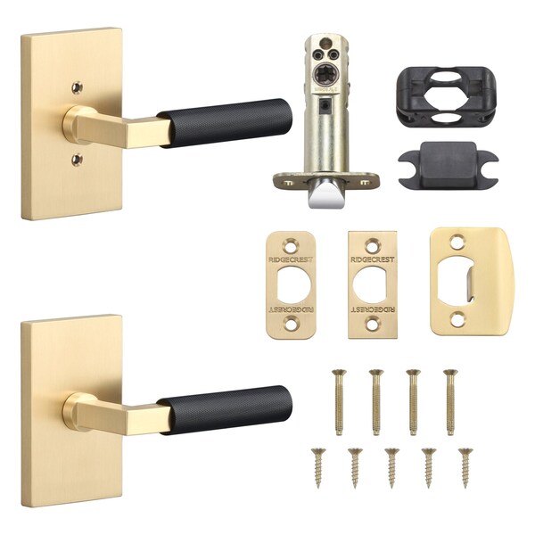 Sure-Loc Hardware Sure-Loc Hardware Levanto Passage Rosette, Satin Brass, Knurled Grip in Flat Black - LV101 SB GRIP-KN FBL